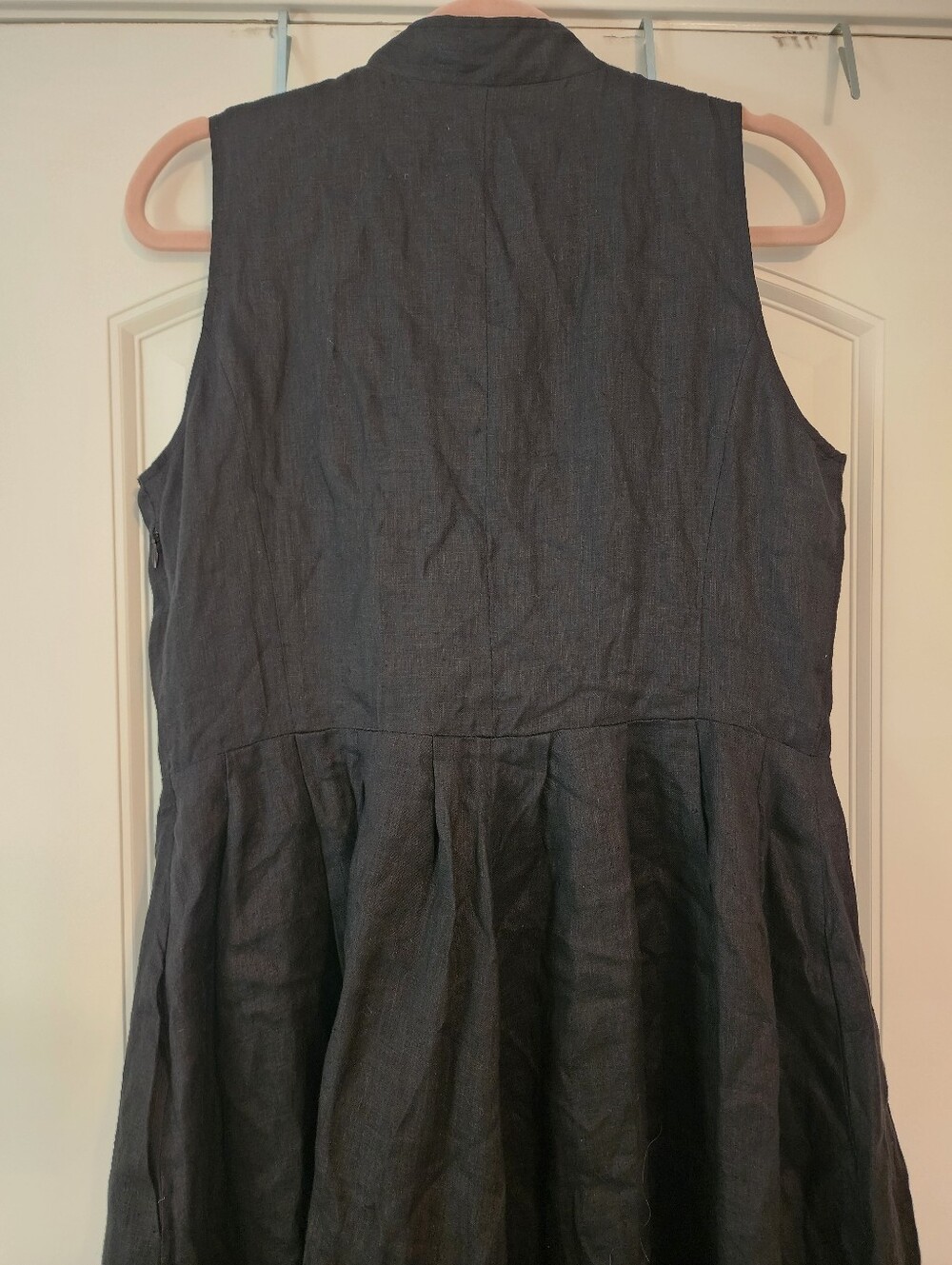 Peter Nygard Black White Floral Border 100% Linen Sleeveless Midi Dress Sz 12 - Picture 9 of 12